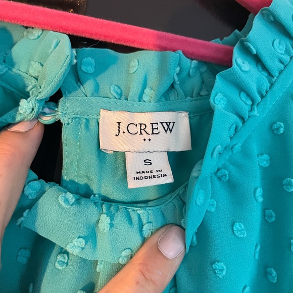 J. Crew Turquoise Ruffled Blouse - Picture 3 of 4